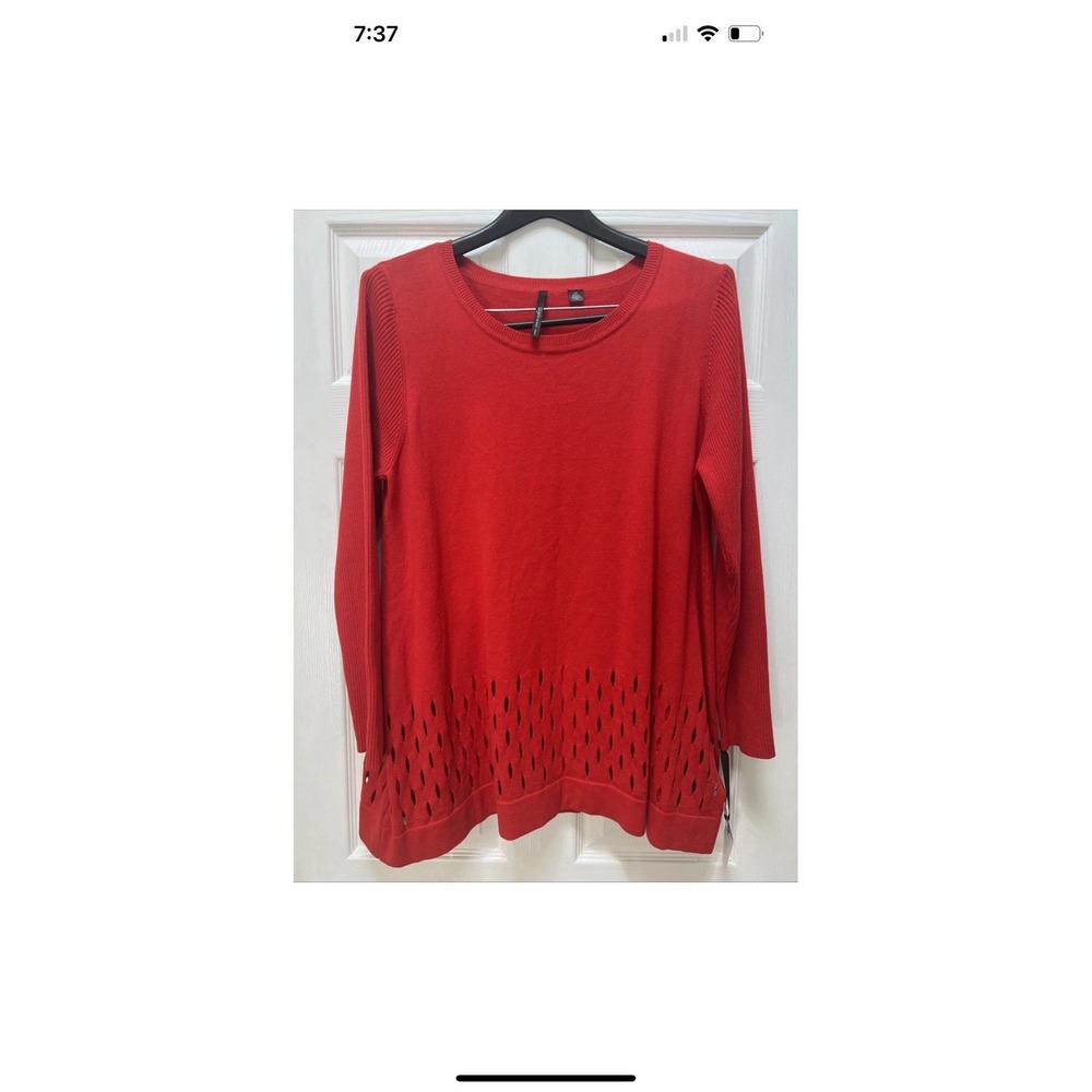 Skyes The Limit Red Pullover Sweater Womens XL Cut Out Bottom Cotton Blend
